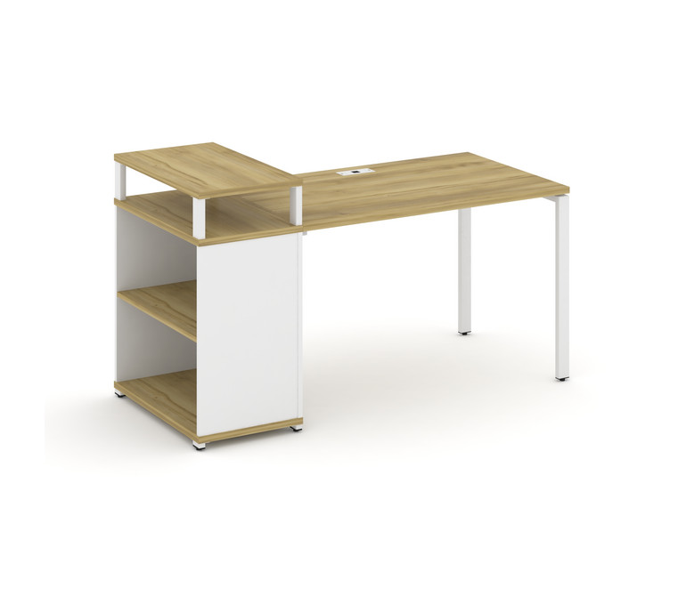 Concept Стол рабочий с опорным стеллажом с верх. горизонтом  CN.SP-206 Дуб Винченцо/Белый Бриллиант/