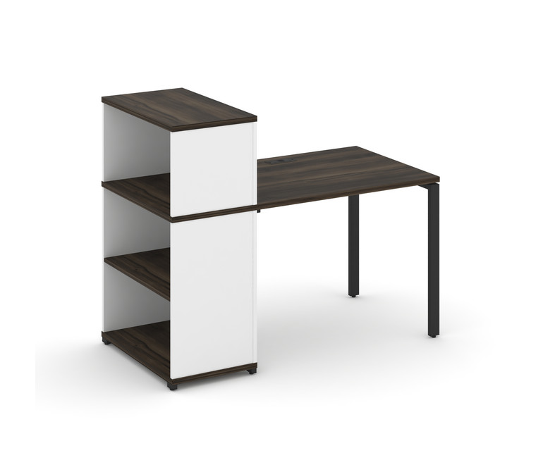 Concept Стол рабочий с опорным стеллажом с надставкой низ. CN.SP-209 Дуб Мали/Белый Бриллиант/Металл