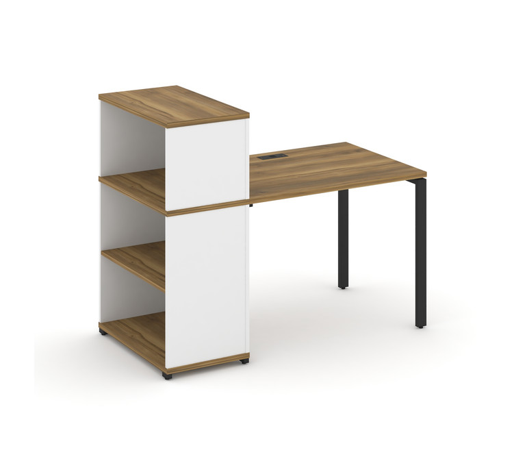 Concept Стол рабочий с опорным стеллажом с надставкой низ. CN.SP-209 Сандал Янтарный/Белый Бриллиант
