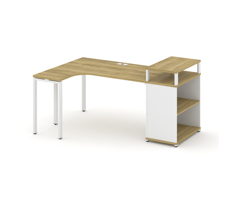 Concept Стол эргономичный с опорным стеллажом с верх. горизонтом CN.SA-203(L) Дуб Винченцо/Белый Бри
