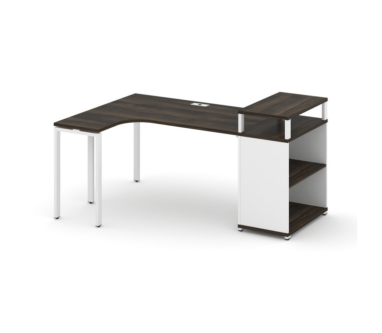 Concept Стол эргономичный с опорным стеллажом с верх. горизонтом CN.SA-203(L) Дуб Мали/Белый Бриллиа
