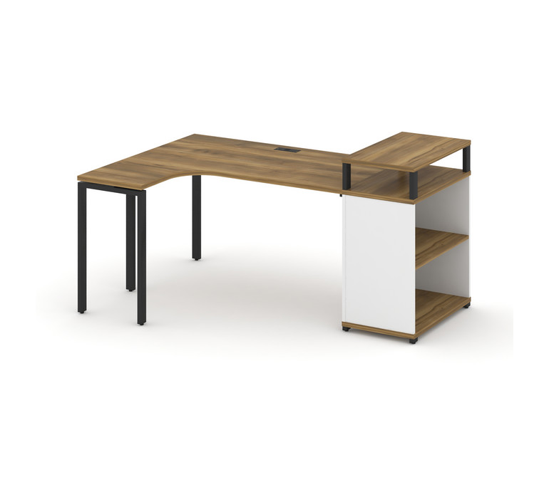 Concept Стол эргономичный с опорным стеллажом с верх. горизонтом CN.SA-203(L) Сандал Янтарный/Белый