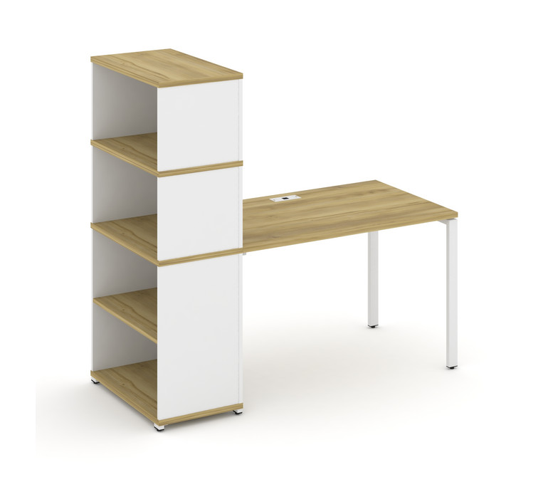 Concept Стол рабочий с опорным стеллажом с надставкой выс. CN.SP-214 Дуб Винченцо/Белый Бриллиант/Ме