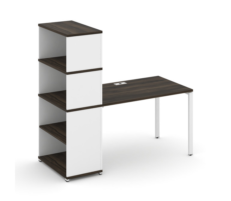 Concept Стол рабочий с опорным стеллажом с надставкой выс. CN.SP-214 Дуб Мали/Белый Бриллиант/Металл