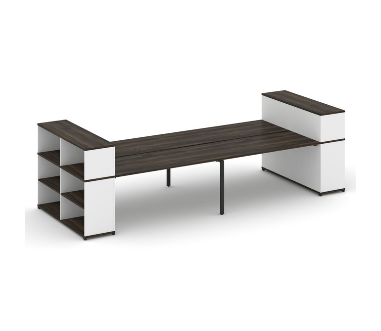 Concept Рабочая станция с опорными стеллажами с надставкой низ. CN.DRS-256 Дуб Мали/Белый Бриллиант/