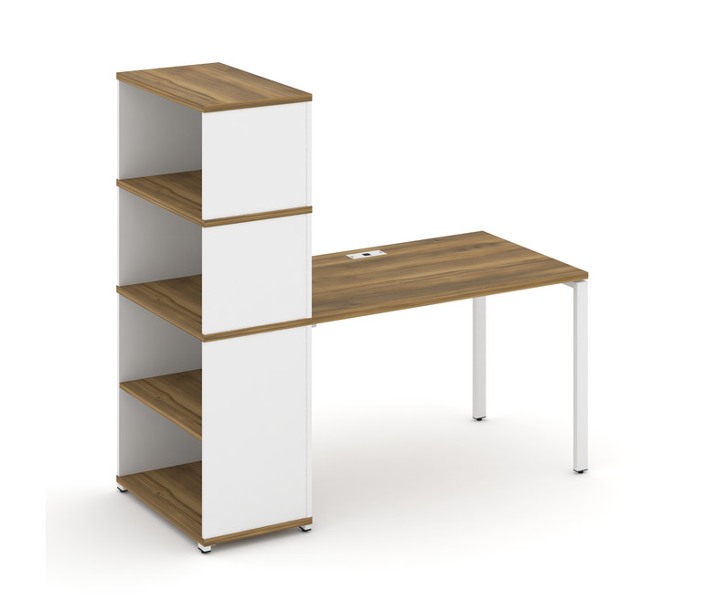 Concept Стол рабочий с опорным стеллажом с надставкой выс. CN.SP-214 Сандал Янтарный/Белый Бриллиант