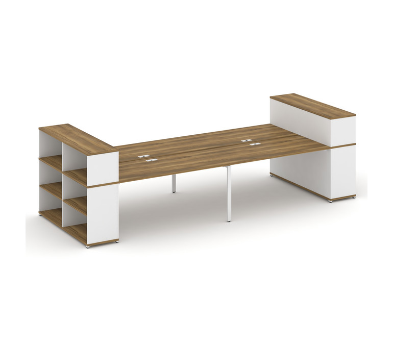 Concept Рабочая станция с опорными стеллажами с надставкой низ. CN.DRS-256 Сандал Янтарный/Белый Бри