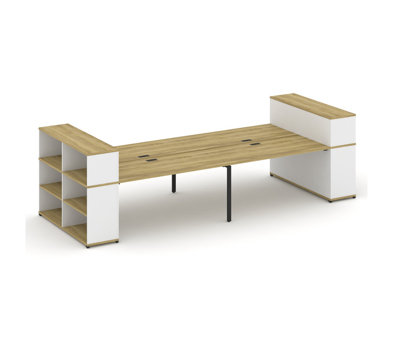 Concept Рабочая станция с опорными стеллажами с надставкой низ. CN.DRS-256 Дуб Винченцо/Белый Брилли