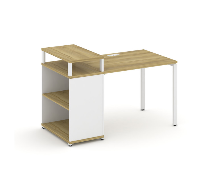 Concept Стол рабочий с опорным стеллажом с верх. горизонтом  CN.SP-205 Дуб Винченцо/Белый Бриллиант/