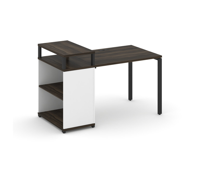 Concept Стол рабочий с опорным стеллажом с верх. горизонтом  CN.SP-205 Дуб Мали/Белый Бриллиант/Мета