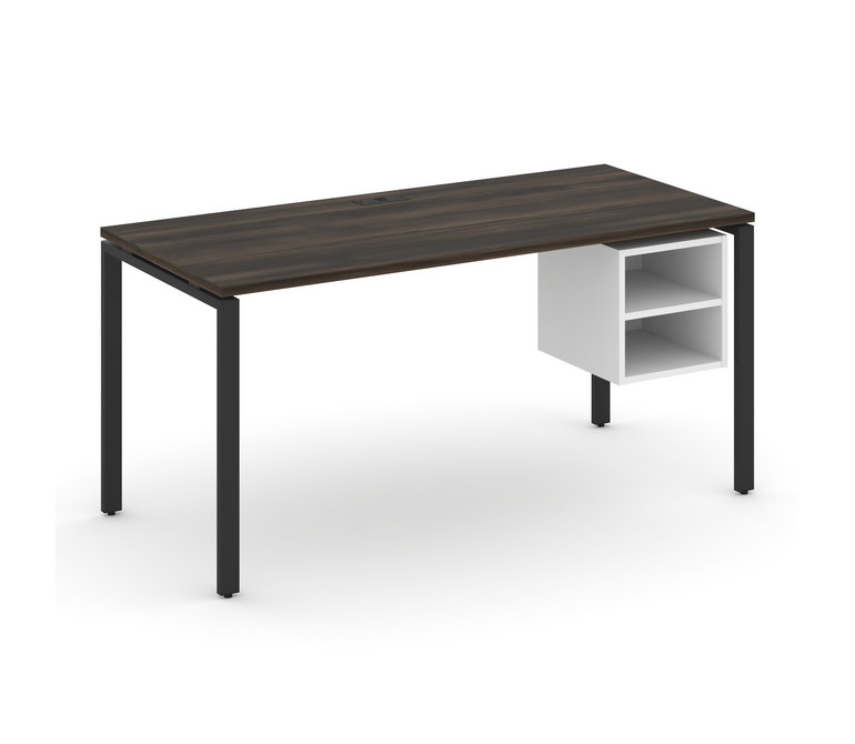 Concept Стол рабочий с подвесной тумбой с 2 открытыми нишами CN.SP-108 Дуб Мали/Белый Бриллиант/Мета