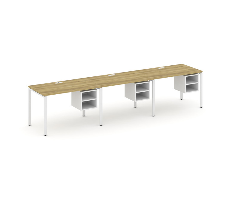 Concept Рабочая станция односторонняя с подвес. тумбами 3 места CN.ORS-126 Дуб Винченцо/Белый Брилли