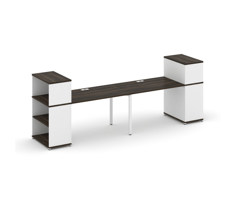 Concept Рабочая станция с опорными стеллажами с надставкой низ. CN.ORS-210 Дуб Мали/Белый Бриллиант/