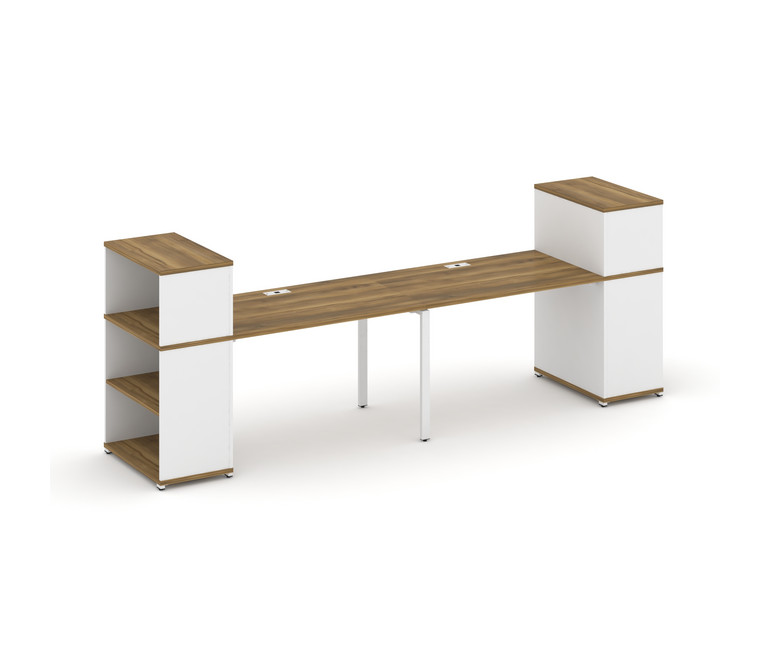 Concept Рабочая станция с опорными стеллажами с надставкой низ. CN.ORS-210 Сандал Янтарный/Белый Бри