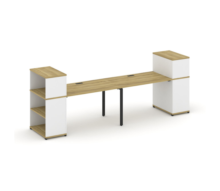 Concept Рабочая станция с опорными стеллажами с надставкой низ. CN.ORS-210 Дуб Винченцо/Белый Брилли