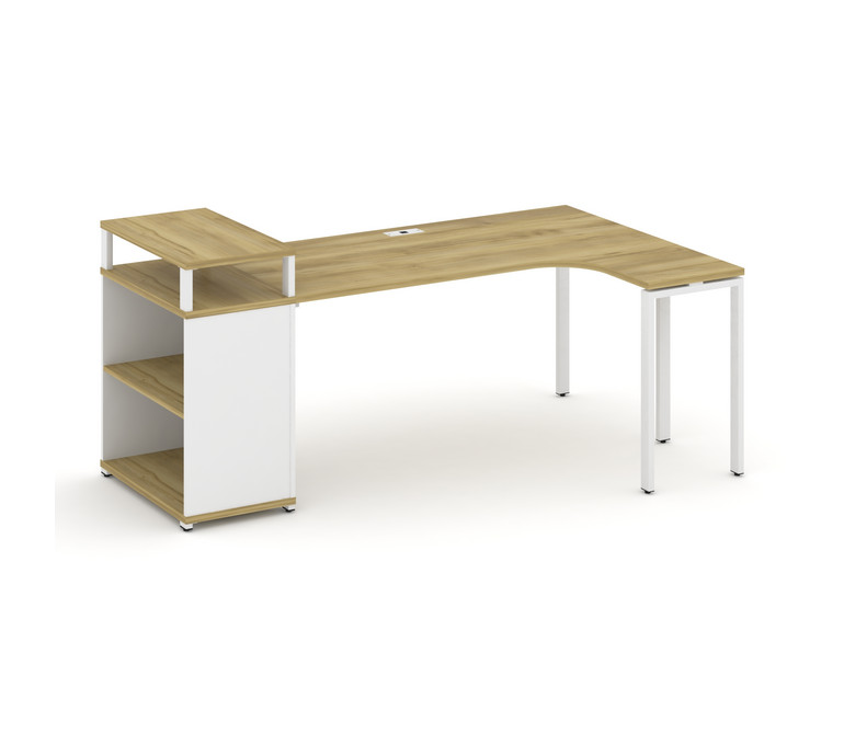 Concept Стол эргономичный с опорным стеллажом с верх. горизонтом CN.SA-204(R) Дуб Винченцо/Белый Бри