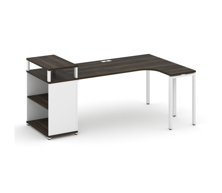 Concept Стол эргономичный с опорным стеллажом с верх. горизонтом CN.SA-204(R) Дуб Мали/Белый Бриллиа