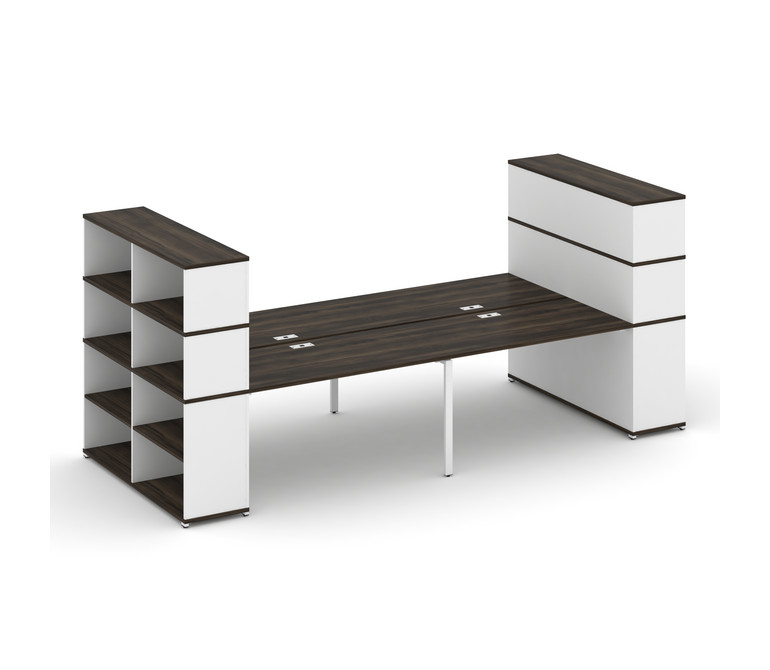 Concept Рабочая станция с опорными стеллажами с надставкой выс. CN.DRS-259 Дуб Мали/Белый Бриллиант/