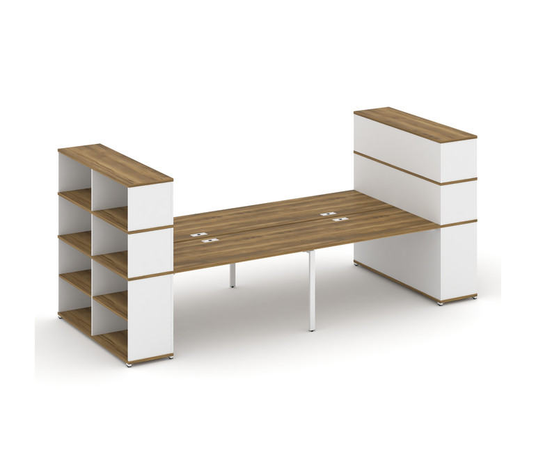 Concept Рабочая станция с опорными стеллажами с надставкой выс. CN.DRS-259 Сандал Янтарный/Белый Бри