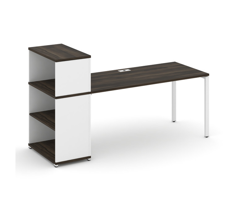 Concept Стол рабочий с опорным стеллажом с надставкой низ. CN.SP-212 Дуб Мали/Белый Бриллиант/Металл