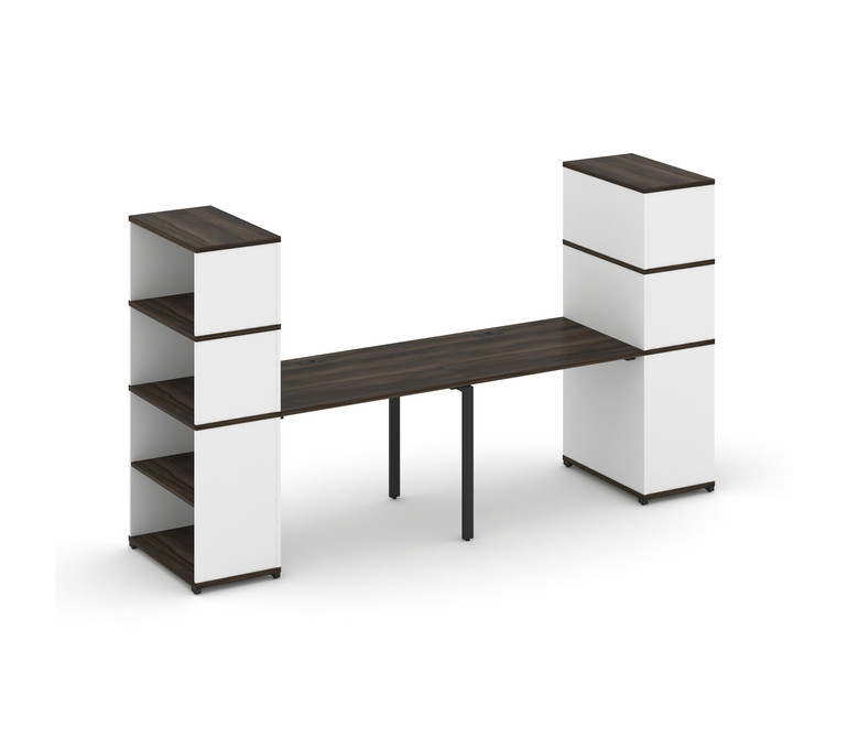 Concept Рабочая станция с опорными стеллажами с надставкой выс. CN.ORS-213 Дуб Мали/Белый Бриллиант/