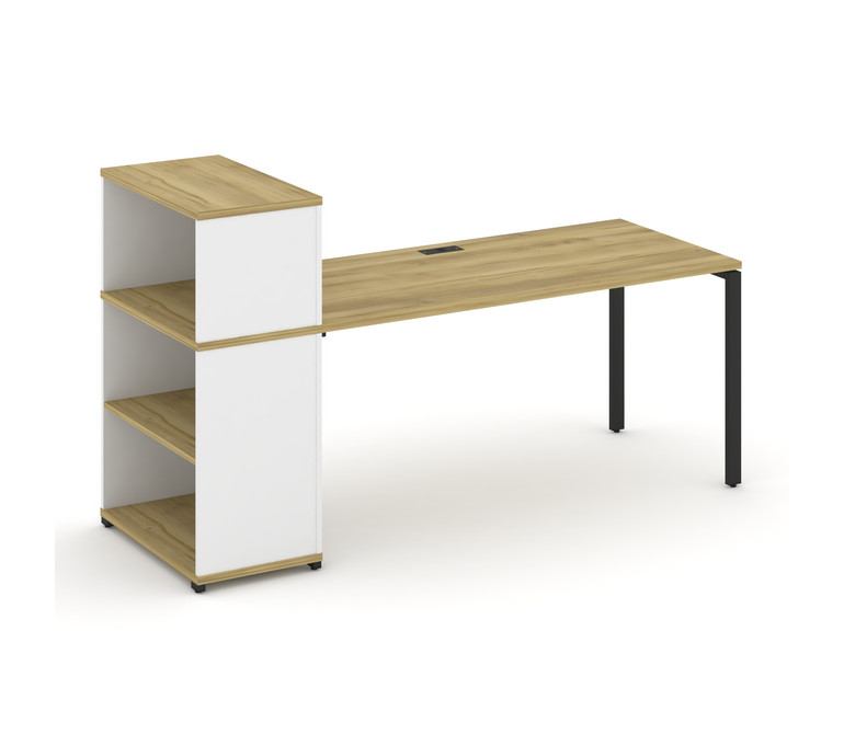 Concept Стол рабочий с опорным стеллажом с надставкой низ. CN.SP-212 Дуб Винченцо/Белый Бриллиант/Ме