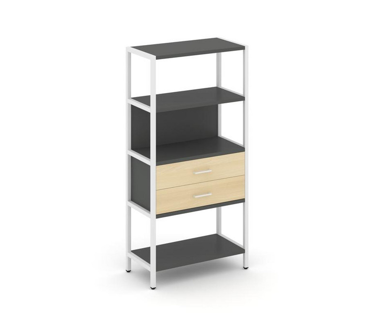 Shelf System Односекционный стеллаж четырехярусный с ящиками SN.STM-412 Антрацит/Акация Лорка/Металл