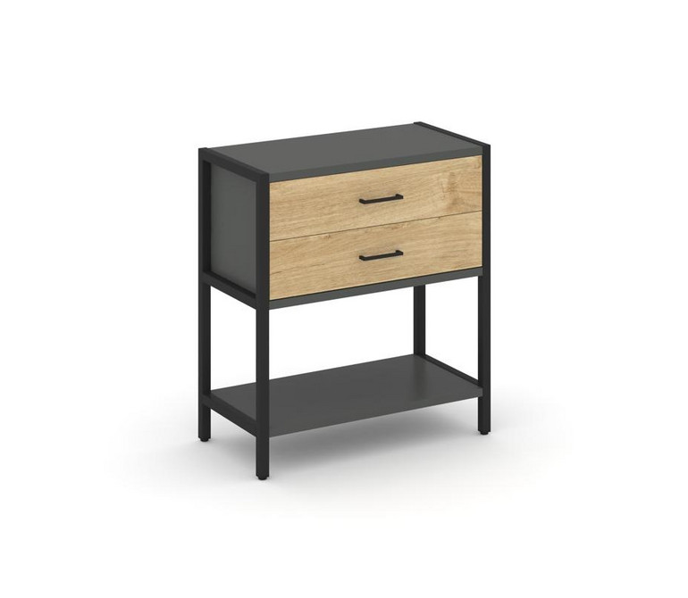 Shelf System Односекционный стеллаж двухярусный с ящиками SN.STM-212 Антрацит/Тиквуд Светлый/Металл