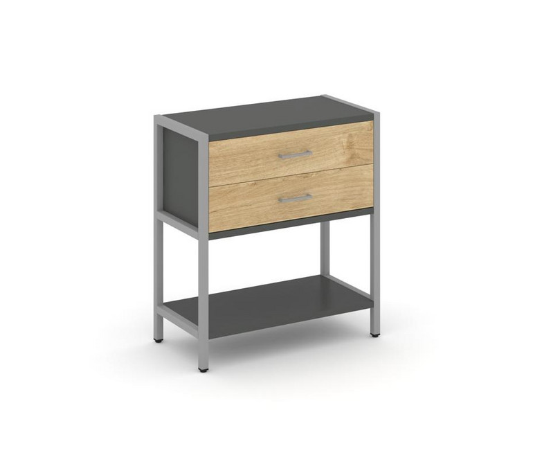 Shelf System Односекционный стеллаж двухярусный с ящиками SN.STM-212 Антрацит/Тиквуд Светлый/Металл