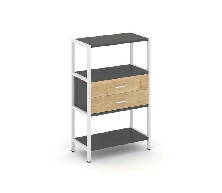 Shelf System Односекционный стеллаж трехярусный с ящиками SN.STM-312 Антрацит/Тиквуд Светлый/Металл