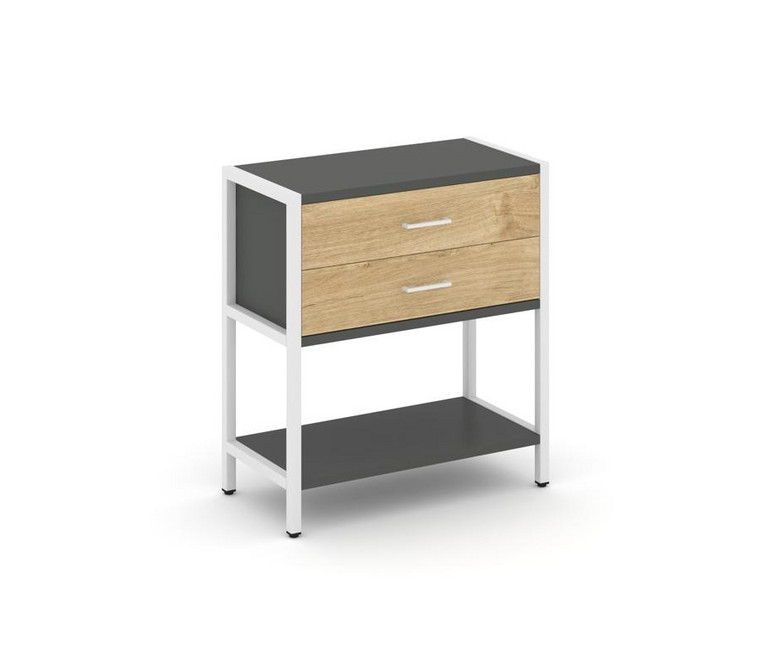 Shelf System Односекционный стеллаж двухярусный с ящиками SN.STM-212 Антрацит/Тиквуд Светлый/Металл