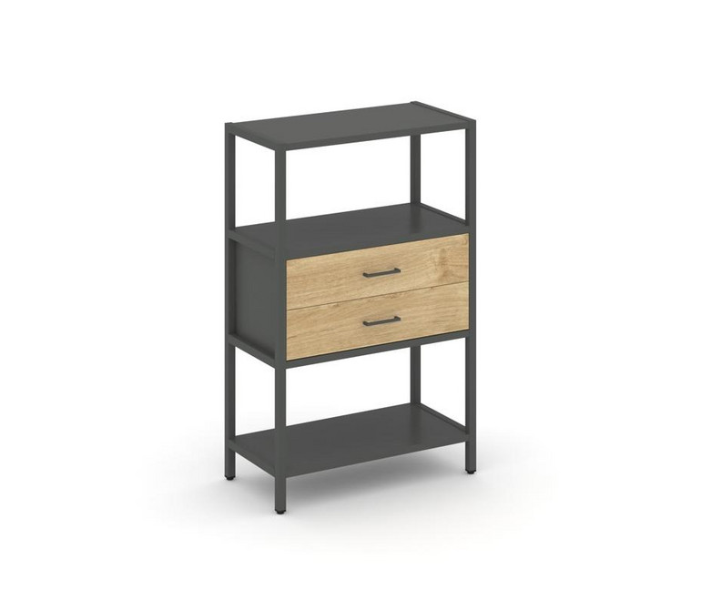 Shelf System Односекционный стеллаж трехярусный с ящиками SN.STM-312 Антрацит/Тиквуд Светлый/Металл