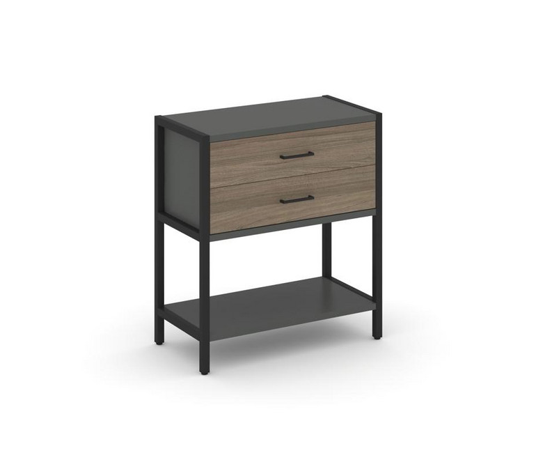 Shelf System Односекционный стеллаж двухярусный с ящиками SN.STM-212 Антрацит/Вяз Благородный/Металл