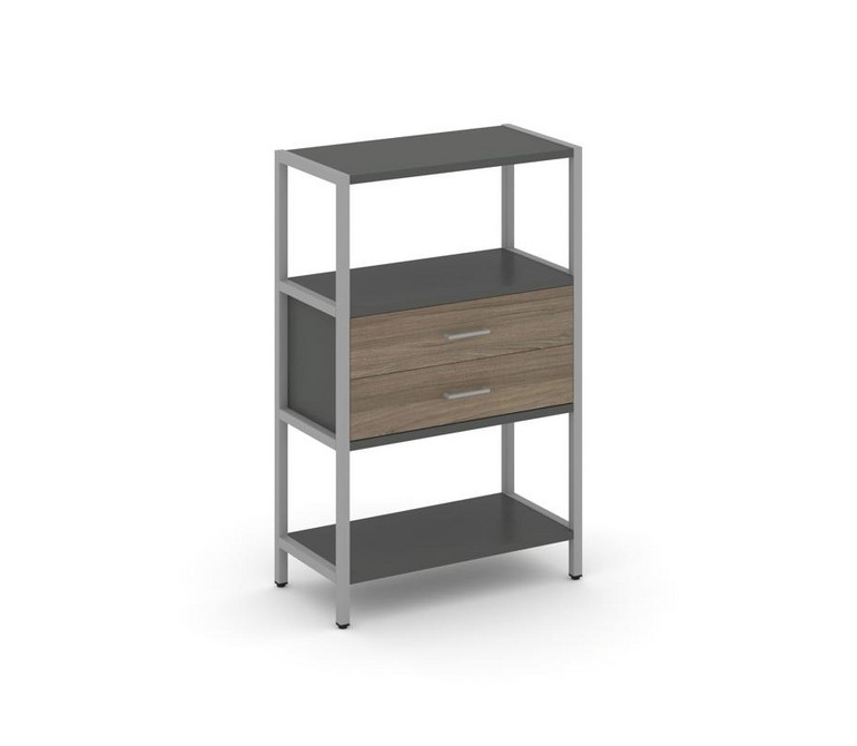 Shelf System Односекционный стеллаж трехярусный с ящиками SN.STM-312 Антрацит/Вяз Благородный/Металл