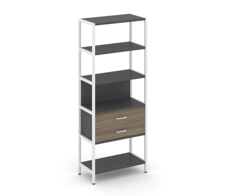 Shelf System Односекционный стеллаж пятиярусный с ящиками SN.STM-512 Антрацит/Вяз Благородный/Металл
