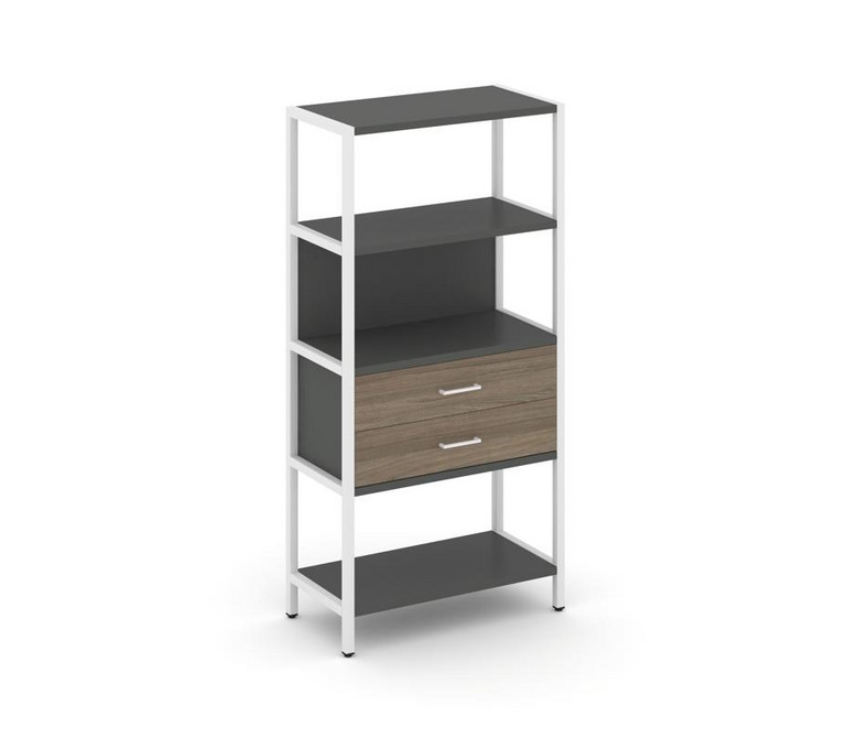 Shelf System Односекционный стеллаж четырехярусный с ящиками SN.STM-412 Антрацит/Вяз Благородный/Мет