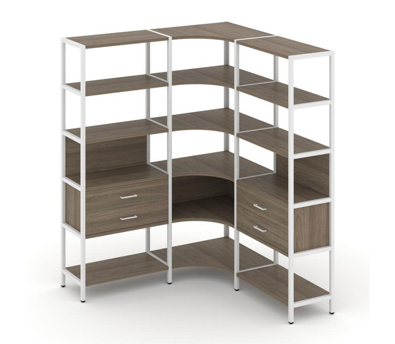 Shelf System Трехсекционный угловой стеллаж пятиярусный с ящиками SN.STMU-531 Вяз Благородный/Металл