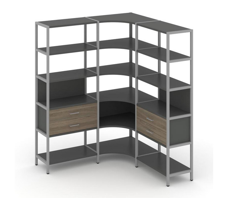 Shelf System Трехсекционный угловой стеллаж пятиярусный с ящиками SN.STMU-531 Антрацит/Вяз Благородн