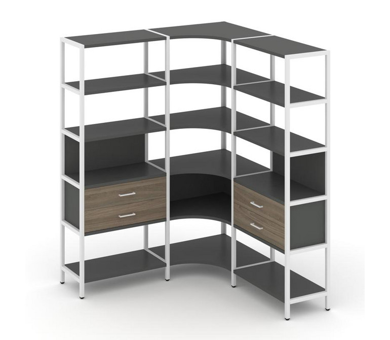 Shelf System Трехсекционный угловой стеллаж пятиярусный с ящиками SN.STMU-531 Антрацит/Вяз Благородн