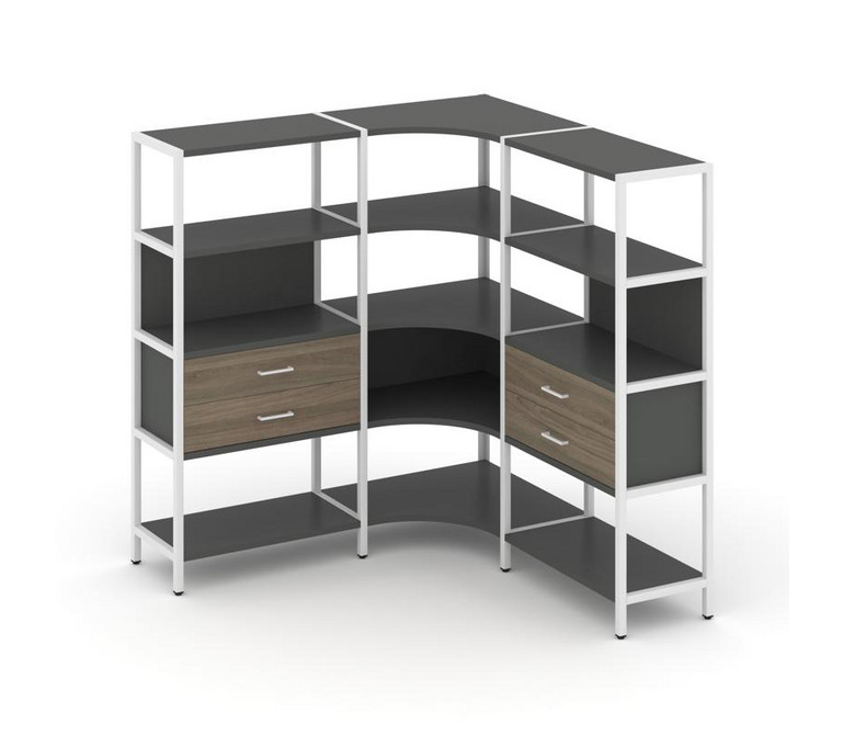 Shelf System Трехсекционный угловой стеллаж четырехярусный с ящиками SN.STMU-431 Антрацит/Вяз Благор