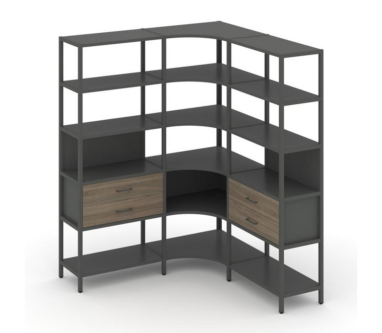 Shelf System Трехсекционный угловой стеллаж пятиярусный с ящиками SN.STMU-531 Антрацит/Вяз Благородн