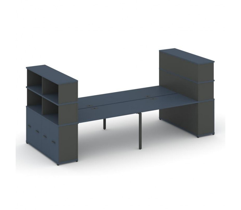 Концепт Рабочая станция с опорными распаш. шкафами с надставкой выс. CN.DRS-276 A Звездный Сапфир/Ан