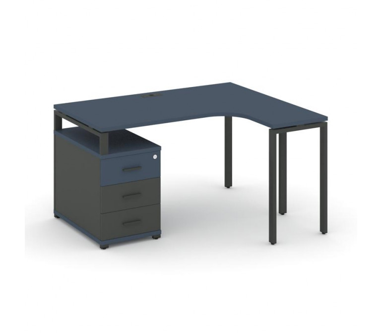Концепт Стол эргономичный с опорной тумбой CN.SA-301(R) A Звездный Сапфир/Антрацит NEW/Металл Антрац