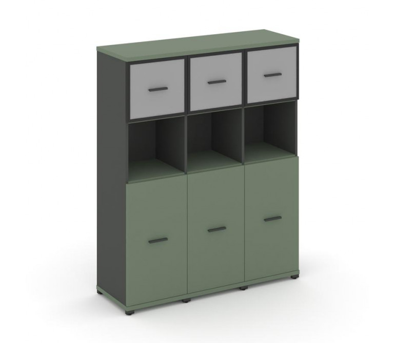 Концепт Шкаф 3 узкие секции, 4 ниши CN.STU-435 RMB A Кобо/Антрацит NEW/Металл Антрацит/Сатин 1252*42