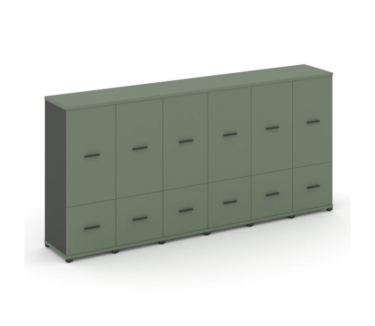 Концепт Шкаф 6 узких секций, 3 ниши CN.STU-362 A Кобо/Антрацит NEW/Металл Антрацит 2500*420*1186