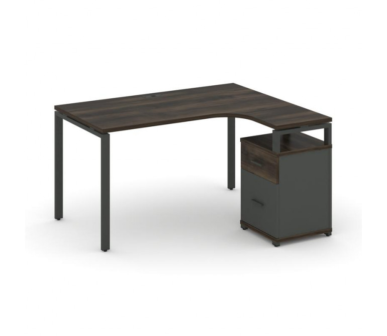 Концепт Стол эргономичный с опорной тумбой CN.SA-306(R) A Дуб Мали/Антрацит NEW/Металл Антрацит 1380