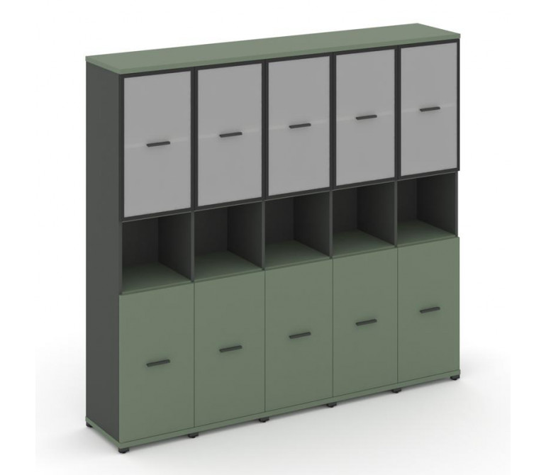 Концепт Шкаф 5 узких секций, 5 ниш CN.STU-553 RMB A Кобо/Антрацит NEW/Металл Антрацит/Сатин 2084*420