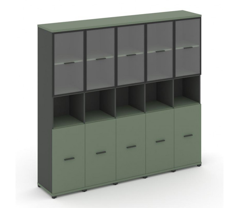Концепт Шкаф 5 узких секции, 5 ниш CN.STU-553 RPB A Кобо/Антрацит NEW/Металл Антрацит/Прозрачный 208