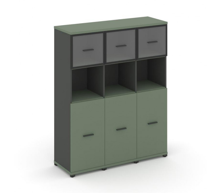 Концепт Шкаф 3 узкие секции, 4 ниши CN.STU-435 RPB A Кобо/Антрацит NEW/Металл Антрацит/Прозрачный 12
