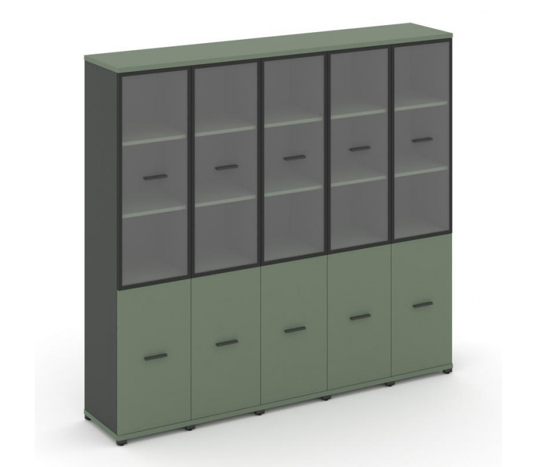 Концепт Шкаф 5 узких секций, 5 ниш CN.STU-552 RPB A Кобо/Антрацит NEW/Металл Антрацит/Прозрачный 208